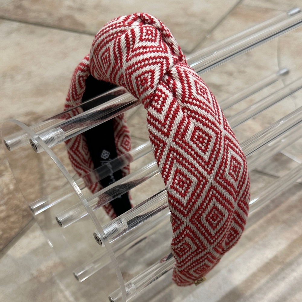 Brianna Cannon Red and White Geometric Headband